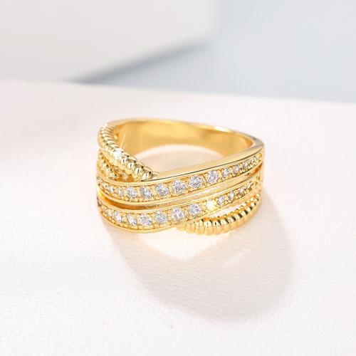 Cubic Zirconia Micro Pave Brass Ring, plated, different size for choice & micro pave cubic zirconia & for woman & hollow, Sold By PC