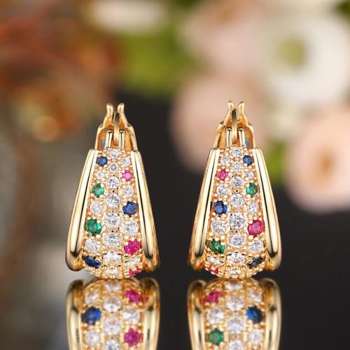 Cubic Zirconia Micro Pave Brass Earring, plated, fashion jewelry & micro pave cubic zirconia & for woman, Sold By Pair