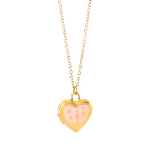 Collar medallón, acero inoxidable 304, 18K chapado en oro, diferentes estilos para la opción & para mujer & esmalte, Vendido por UD