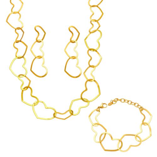 Fashion Stainless Steel Jewelry Sets, 304 Stainless Steel, real gold plated, different styles for choice & for woman & hollow, golden, Sold By PC