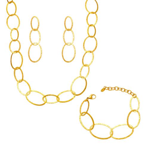 Fashion Stainless Steel Jewelry Sets, 304 Stainless Steel, real gold plated, different styles for choice & for woman & hollow, Sold By PC