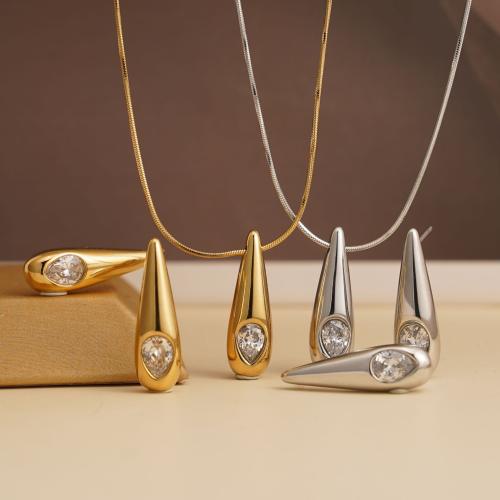 Cubic Zirconia Stainless Steel Jewelry Sets, 316 Stainless Steel, Teardrop, plated, different styles for choice & micro pave cubic zirconia & for woman, more colors for choice, Sold By PC