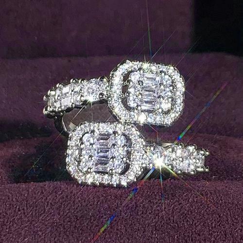 Cubic Zirconia Micro Pave Brass Ring, plated, micro pave cubic zirconia & for woman & hollow, Sold By PC