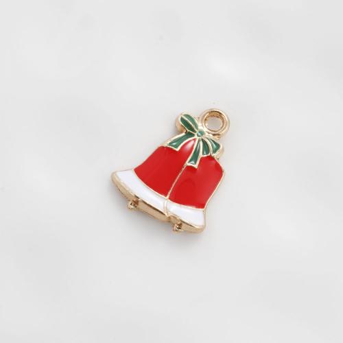 Tibetan Style Christmas Pendants, Christmas Bell, gold color plated, DIY & enamel, mixed colors, 19.50x15.60x2.80mm, Sold By PC
