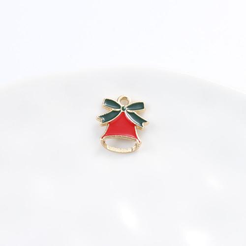 Tibetan Style Christmas Pendants, Christmas Bell, gold color plated, DIY & enamel, mixed colors, 16.50x14.50x2.80mm, Sold By PC