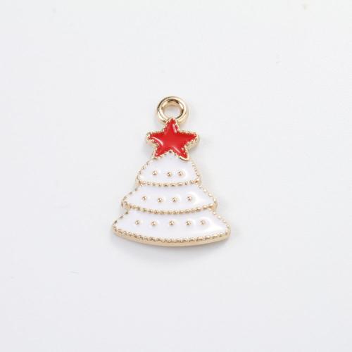 Tibetan Style Christmas Pendants, Christmas Tree, gold color plated, DIY & enamel, mixed colors, 22x15.70x1.80mm, Sold By PC