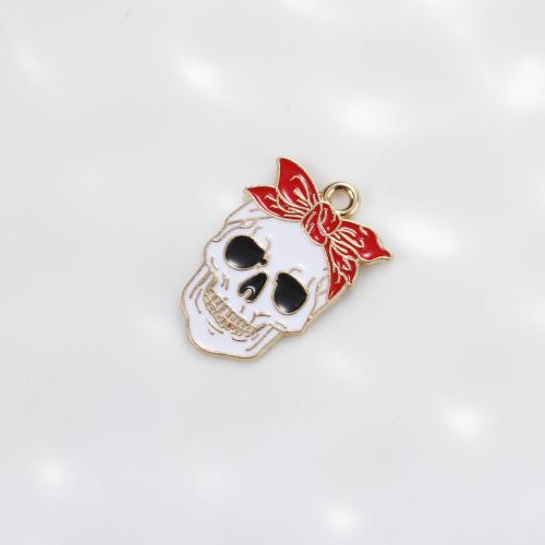 Fashion Halloween Pendant, Tibetan Style, Skull, gold color plated, Halloween Design & DIY & enamel, mixed colors, 26.70x18x1.20mm, Sold By PC