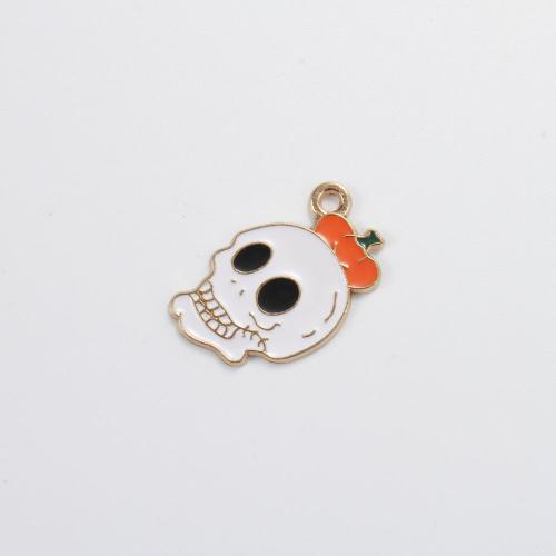 Fashion Halloween Pendant, Tibetan Style, Skull, gold color plated, Halloween Design & DIY & enamel, mixed colors, 27.80x17.60x1.40mm, Sold By PC