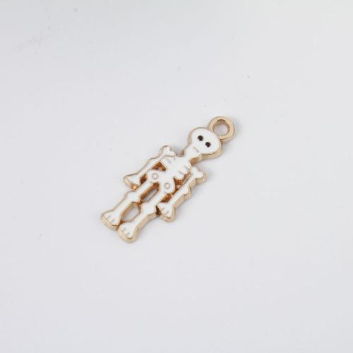 Pendant Halloween Fashion, alliage de zinc, squelette, Placage de couleur d'or, Halloween Design & DIY & émail, couleurs mélangées, 26x10x1.30mm, Vendu par PC