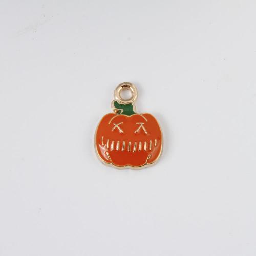 Fashion Halloween Pendant, Tibetan Style, Pumpkin, gold color plated, Halloween Design & DIY & enamel, mixed colors, 15.60x12x3mm, Sold By PC