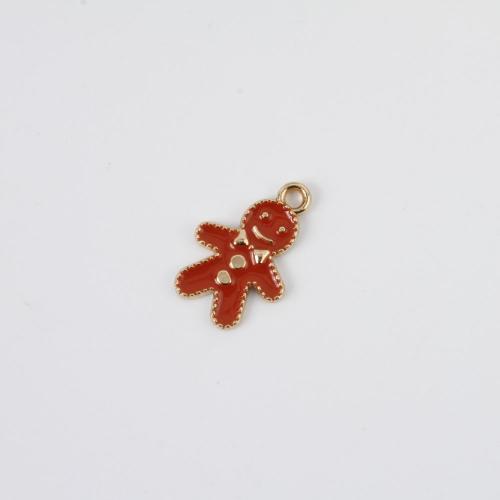 Tibetan Style Christmas Pendants, Gingerbread Man, gold color plated, Christmas Design & DIY & enamel, mixed colors, 18x12x1.60mm, Sold By PC