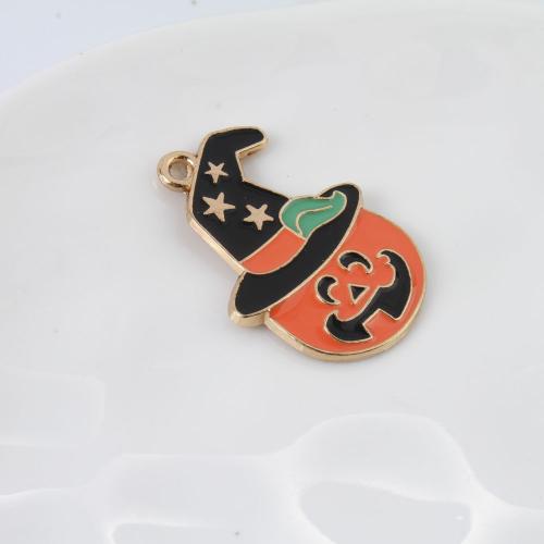 Fashion Halloween Pendant, Tibetan Style, Pumpkin, gold color plated, Halloween Design & DIY & enamel, mixed colors, 23.50x20.70x2.20mm, Sold By PC
