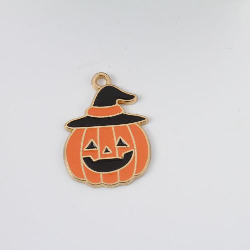 Fashion Halloween Pendant, Tibetan Style, Pumpkin, gold color plated, Halloween Design & DIY & enamel, mixed colors, 26.50x19x1.40mm, Sold By PC