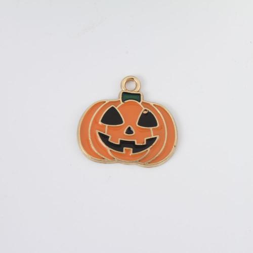 Fashion Halloween Pendant, Tibetan Style, Pumpkin, gold color plated, Halloween Design & DIY & enamel, mixed colors, 19.40x21x1.30mm, Sold By PC