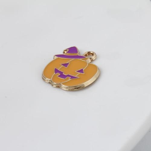 Fashion Halloween Pendant, Tibetan Style, Pumpkin, gold color plated, Halloween Design & DIY & enamel, mixed colors, 17.50x16x1.30mm, Sold By PC