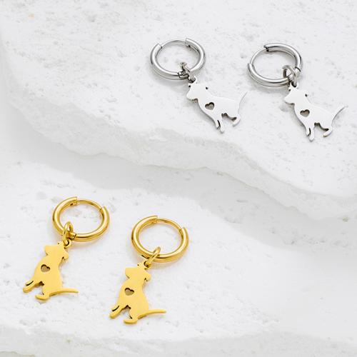 Stainless Steel Drop Earring, 304 Stainless Steel, Christmas Reindeer, plated, fashion jewelry, more colors for choice, Sold By Pair