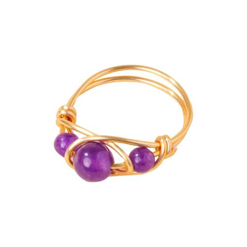 Natural Gemstone Finger Ring, Tibetan Style, with Gemstone, handmade, fashion jewelry & different materials for choice, golden, Sold By PC