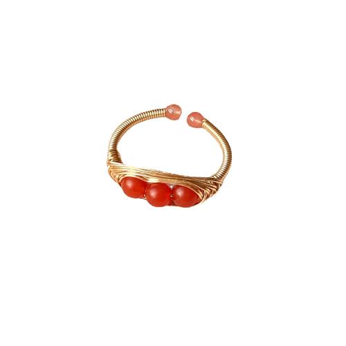 Agate Finger Ring, Brass, with Agate, polished, fashion jewelry & different materials for choice & for woman, Crystal Gold, Sold By PC
