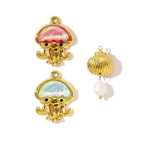 Ювелирные подвески из нержавеющей стали, Нержавеющая сталь 304, с ABS пластик жемчужина & канифоль, Другое покрытие, DIY, Много цветов для выбора, 20ПК/сумка, продается сумка