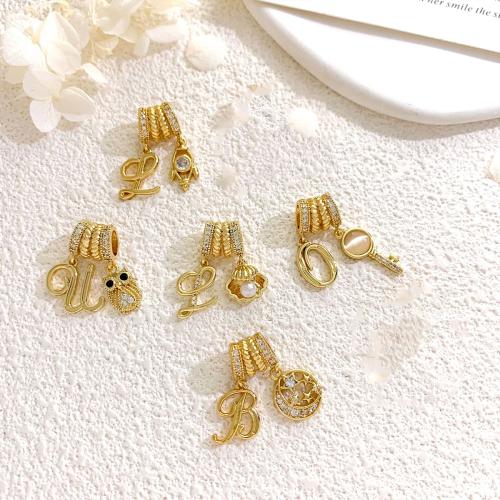 Befestigter Zirkonia Messing Anhänger, goldfarben plattiert, DIY & Micro pave Zirkonia, keine, verkauft von PC