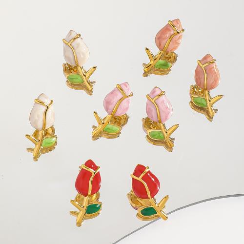 Stainless Steel Stud Earrings, 304 Stainless Steel, gold color plated, fashion jewelry & enamel, more colors for choice, Sold By Pair