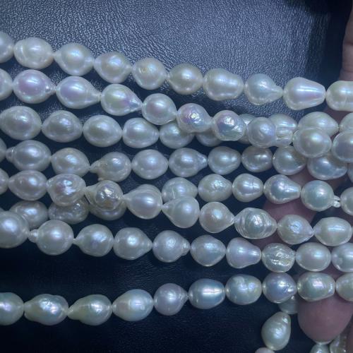 Cultured Baroque Freshwater Pearl Beads, gold color plated, DIY, white, 10-11mm, Length:38 cm, Sold By PC