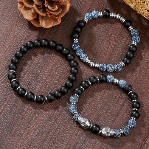 Bracelets de pierres précieuses, Acier inoxydable 304, avec Abrazine Stone & agate effleurant, bijoux de mode & multicouche, plus de couleurs à choisir, Vendu par fixé