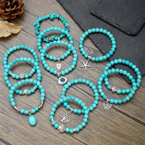 Fashion Bracelet & Bangle Jewelry, Tibetan Style, with Turquoise, fashion jewelry, more colors for choice, Sold By PC