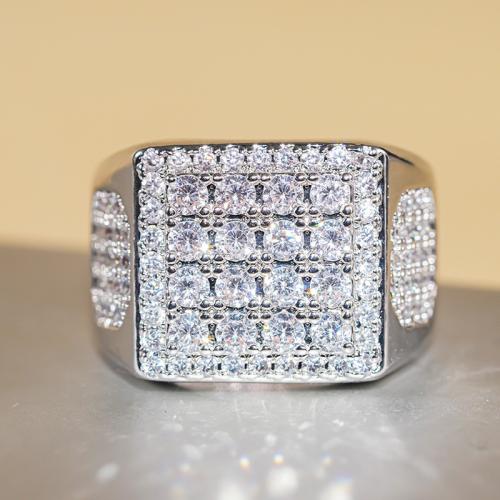 Cubic Zirconia Micro Pave Brass Ring, plated, different size for choice & micro pave cubic zirconia & for woman, Sold By PC