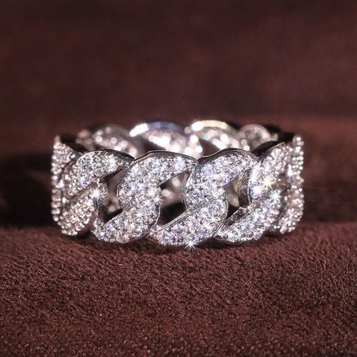 Cubic Zirconia Micro Pave Brass Ring, plated, different size for choice & micro pave cubic zirconia & for woman & hollow, Sold By PC