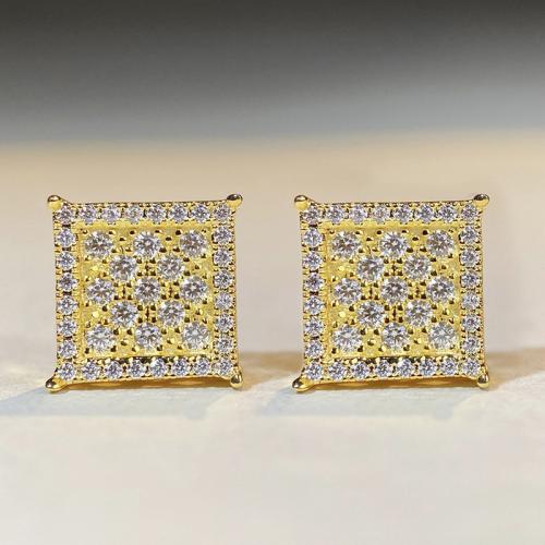 Cubic Zirconia Micro Pave Brass Earring,  Square, plated, fashion jewelry & micro pave cubic zirconia & for woman, more colors for choice, Sold By Pair