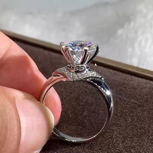 Cubic Zirconia Micro Pave Brass Ring, plated, different size for choice & micro pave cubic zirconia & for woman, Sold By PC