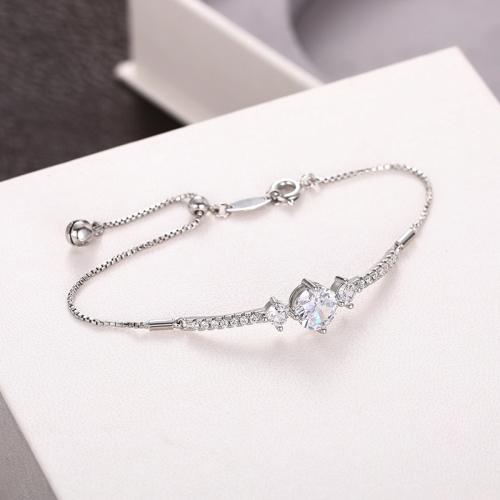 Cubic Zirconia Micro Pave Brass Bracelet, plated, fashion jewelry & micro pave cubic zirconia & for woman, more colors for choice, Length:Approx 22 cm, Sold By PC