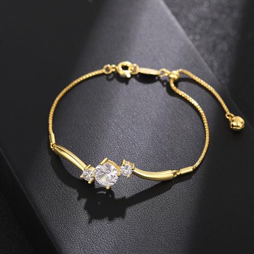 Cubic Zirconia Micro Pave Brass Bracelet, plated, fashion jewelry & micro pave cubic zirconia & for woman, more colors for choice, Length:Approx 22 cm, Sold By PC