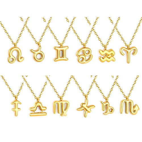 Stainless Steel Jewelry Necklace, 304 Stainless Steel, with 5cm extender chain, 18K gold plated, fashion jewelry & Zodiac symbols jewelry & for woman, Length:40 cm, Sold By PC