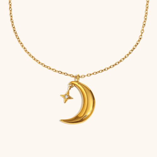 Edelstahl Schmuck Halskette, 304 Edelstahl, 18K vergoldet, Modeschmuck & für Frau & mit Strass, verkauft von PC