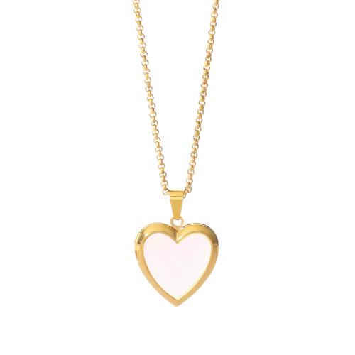 Fashion Locket Necklace, 304 Stainless Steel, with White Shell, plated, fashion jewelry & different styles for choice & for woman, Sold By PC