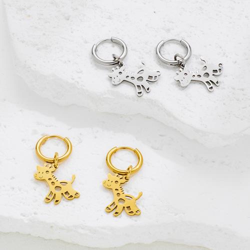Stainless Steel Drop Earring, 304 Stainless Steel, Dog, plated, fashion jewelry, more colors for choice, Sold By Pair