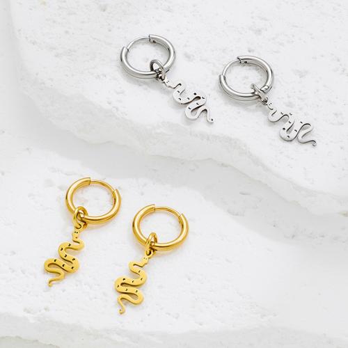 Stainless Steel Drop Earring, 304 Stainless Steel, Snake, plated, fashion jewelry, more colors for choice, Sold By Pair