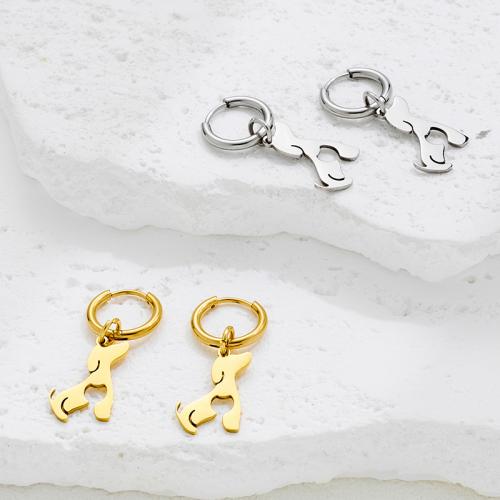 Stainless Steel Drop Earring, 304 Stainless Steel, Dog, plated, fashion jewelry, more colors for choice, Sold By Pair
