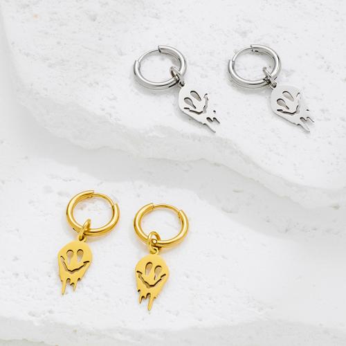Stainless Steel Drop Earring, 304 Stainless Steel, Skull, plated, Halloween Design & fashion jewelry, more colors for choice, Sold By Pair