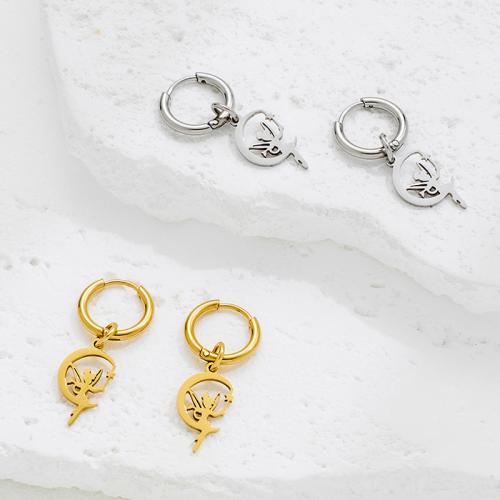 Stainless Steel Drop Earring, 304 Stainless Steel, plated, fashion jewelry, more colors for choice, Sold By Pair