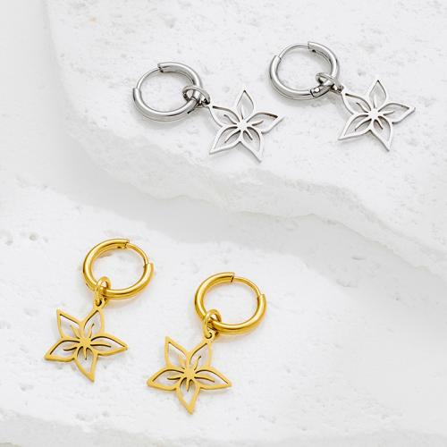 Acero inoxidable gota pendiente, acero inoxidable 304, Flor, chapado, Joyería, más colores para la opción, Vendido por Par