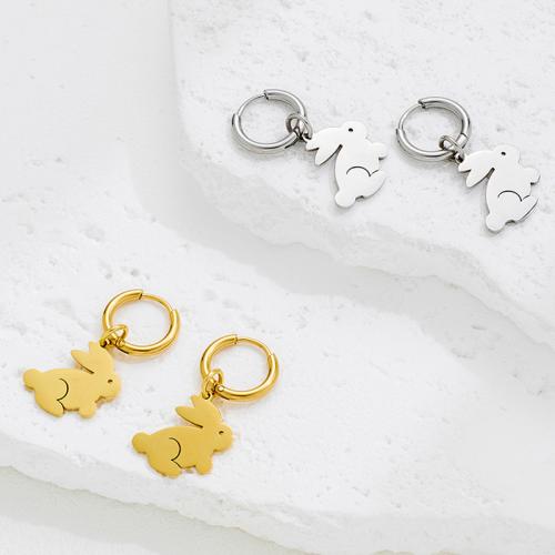 Stainless Steel Drop Earring, 304 Stainless Steel, Rabbit, plated, fashion jewelry, more colors for choice, Sold By Pair