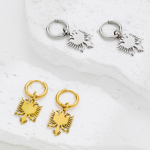 Stainless Steel Drop Earring, 304 Stainless Steel, eagle, plated, fashion jewelry, more colors for choice, Sold By Pair