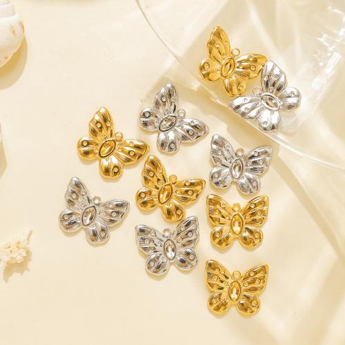 Acero inoxidable Colgantes Animal, acero inoxidable 304, Mariposa, chapado, Bricolaje, más colores para la opción, 10PCs/Bolsa, Vendido por Bolsa