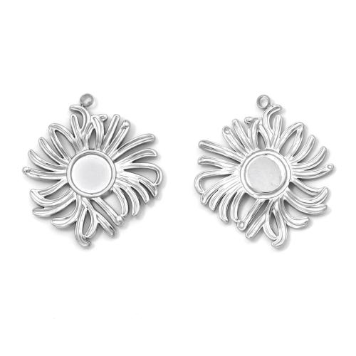 Stainless Steel Flower Pendant, 304 Stainless Steel, silver color plated, DIY, silver color, 10PCs/Bag, Sold By Bag