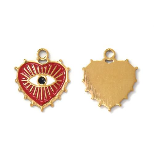 Stainless Steel Heart Pendants, 304 Stainless Steel, gold color plated, DIY & enamel, gold, 10PCs/Bag, Sold By Bag