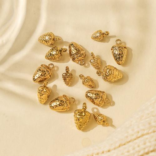Stainless Steel Pendants, 304 Stainless Steel, Strawberry, gold color plated, DIY, golden, 10PCs/Bag, Sold By Bag
