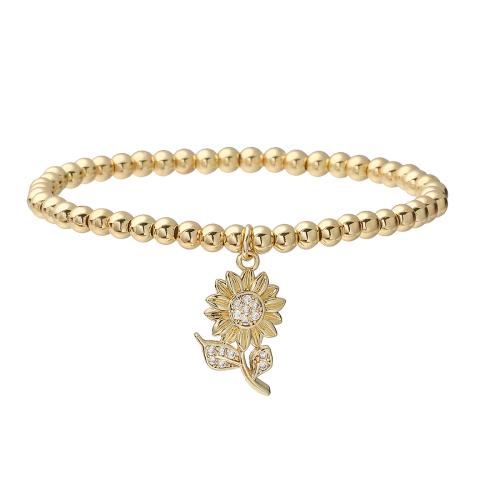 Cubic Zirconia Micro Pave Brass Bracelet, Flower, plated, different styles for choice & micro pave cubic zirconia & for woman, golden, Sold By PC